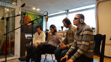 Jubilejas audiodiska Nāc līdzās Ziemassvētkos ierakstīšana studijā JUMP