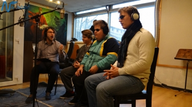 Jubilejas audiodiska Nāc līdzās Ziemassvētkos ierakstīšana studijā JUMP