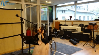 Jubilejas audiodiska Nāc līdzās Ziemassvētkos ierakstīšana studijā JUMP