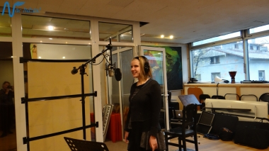 Jubilejas audiodiska Nāc līdzās Ziemassvētkos ierakstīšana studijā JUMP