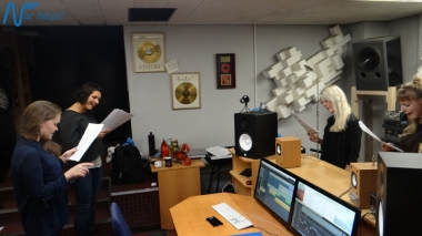 Jubilejas audiodiska Nāc līdzās Ziemassvētkos ierakstīšana studijā JUMP