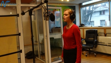 Jubilejas audiodiska Nāc līdzās Ziemassvētkos ierakstīšana studijā JUMP