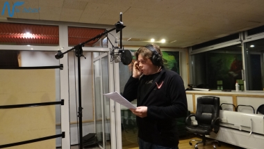 Jubilejas audiodiska Nāc līdzās Ziemassvētkos ierakstīšana studijā JUMP